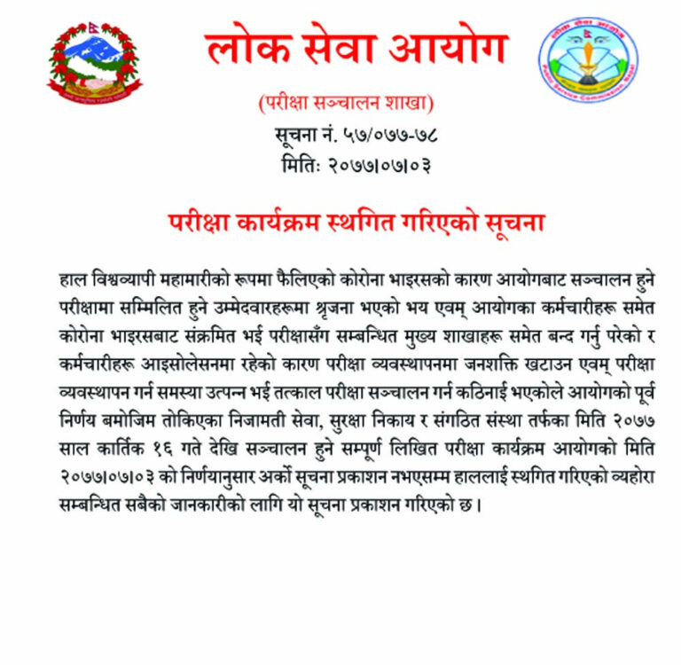 लिखित परीक्षा स्थगित गर्ने : लोकसेवा आयोग
