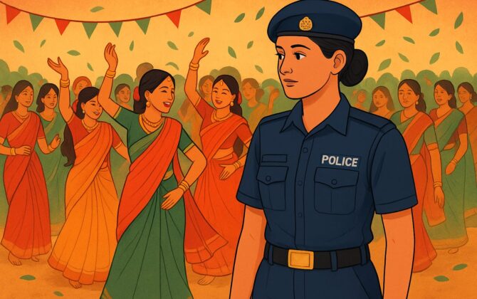 ड्युटीमै वित्छ प्रहरी महिलाको तीज