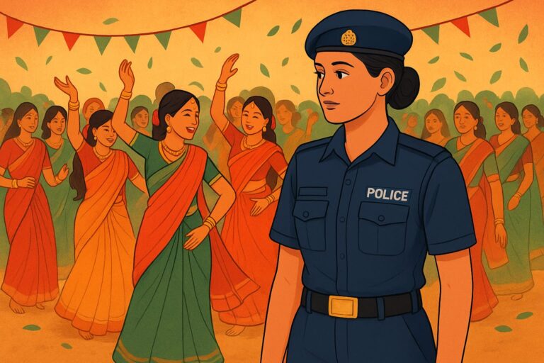 ड्युटीमै वित्छ प्रहरी महिलाको तीज